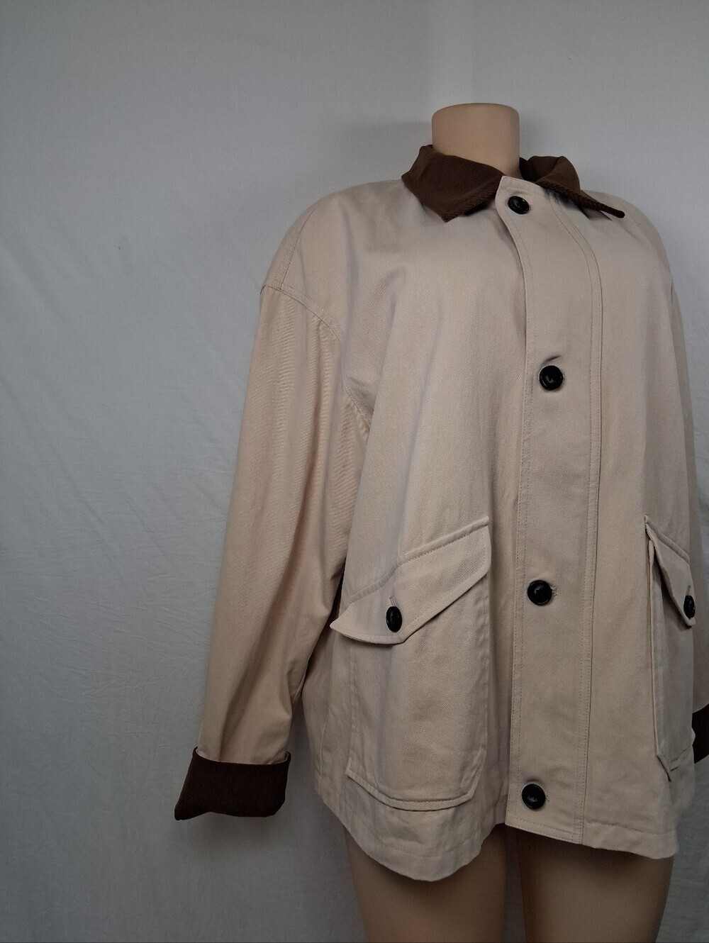 ZESICA Cream Jacket with Brown Trim Size XL - Picture 5 of 16
